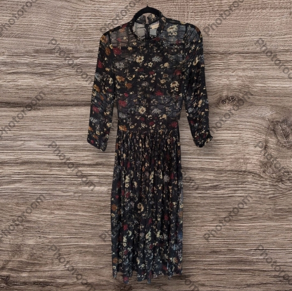 Dôen Black & Multicolour Silk Floral Sheer Dress - Picture 5 of 9